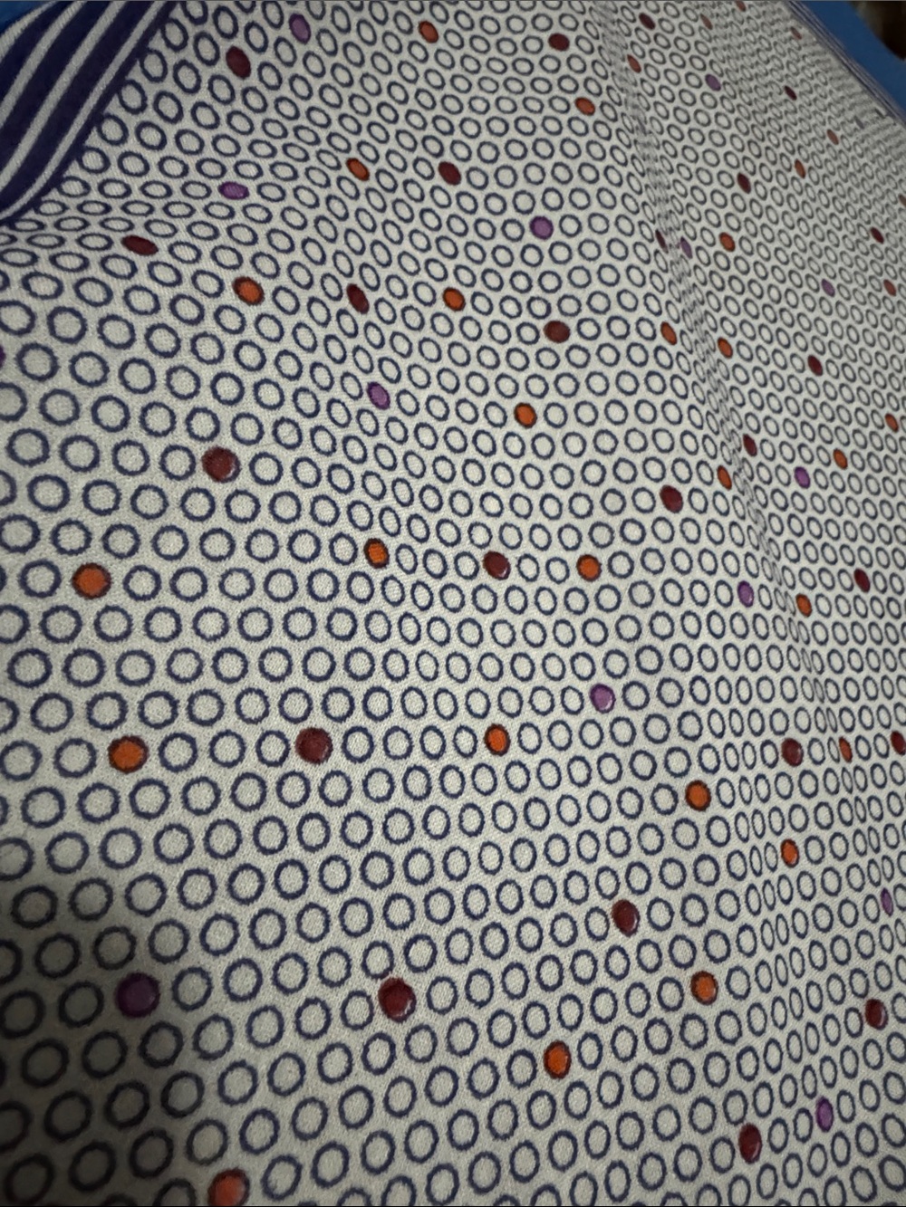 Vintage Cotton Scarf-White & Blue/Retro Dot Print-Square-EUC - Picture 10 of 14